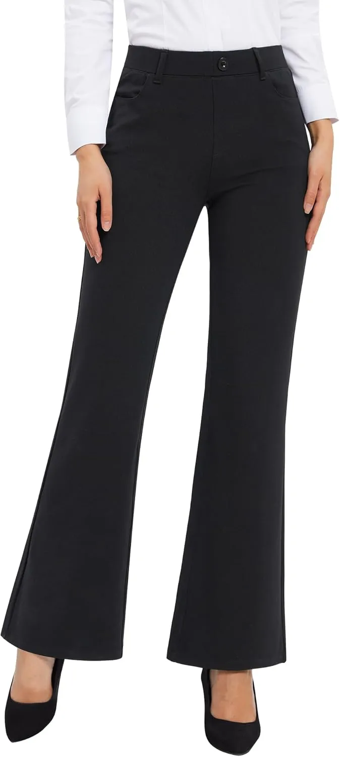 Stelle Women's 30" Flare Pants Bootcut Dress Work Slacks with Pockets Stretchy High Waisted Business Office