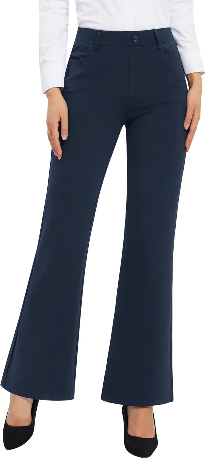 Stelle Women's 30" Flare Pants Bootcut Dress Work Slacks with Pockets Stretchy High Waisted Business Office