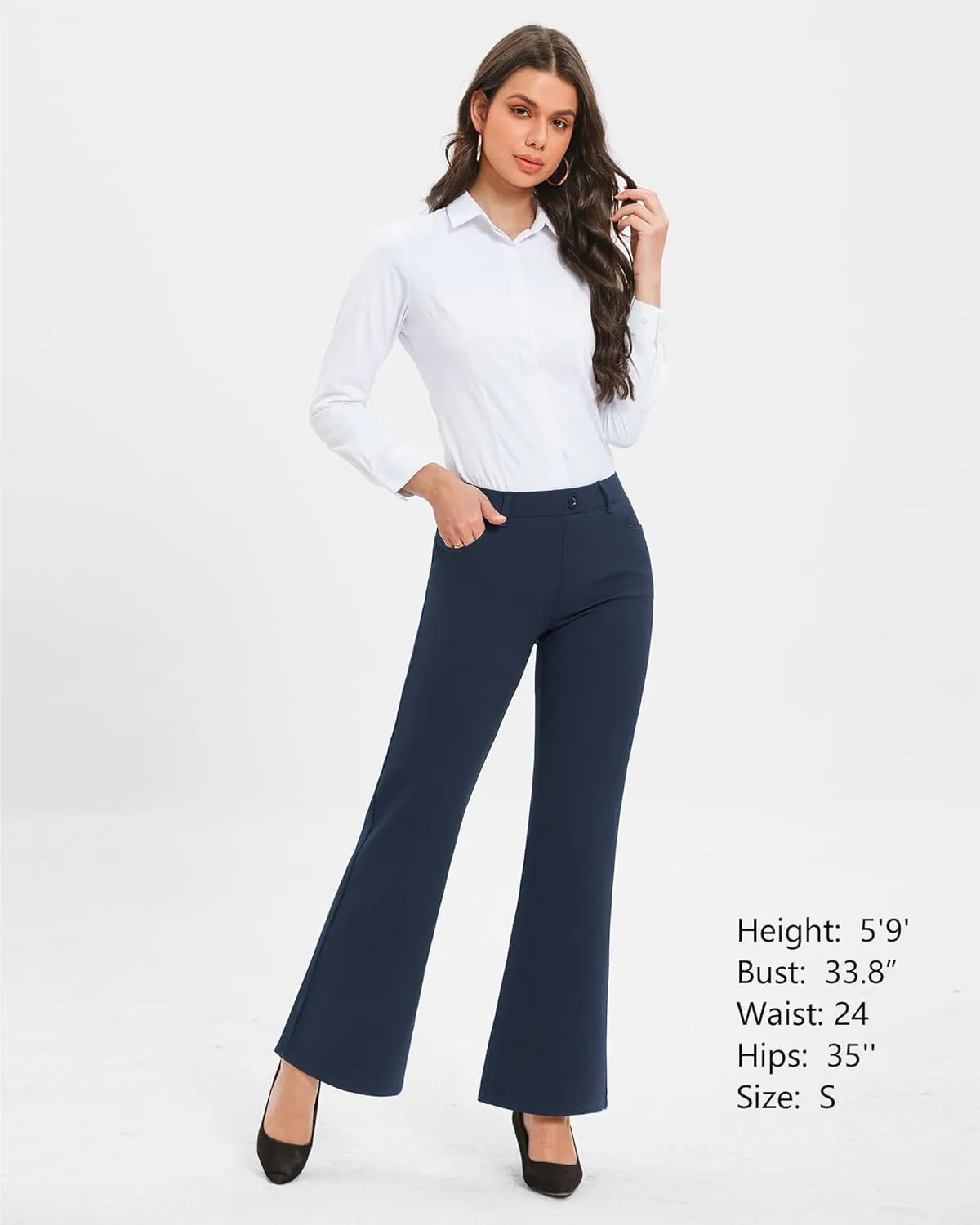 Stelle Women's 30" Flare Pants Bootcut Dress Work Slacks with Pockets Stretchy High Waisted Business Office