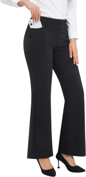 Stelle Women's 30" Flare Pants Bootcut Dress Work Slacks with Pockets Stretchy High Waisted Business Office