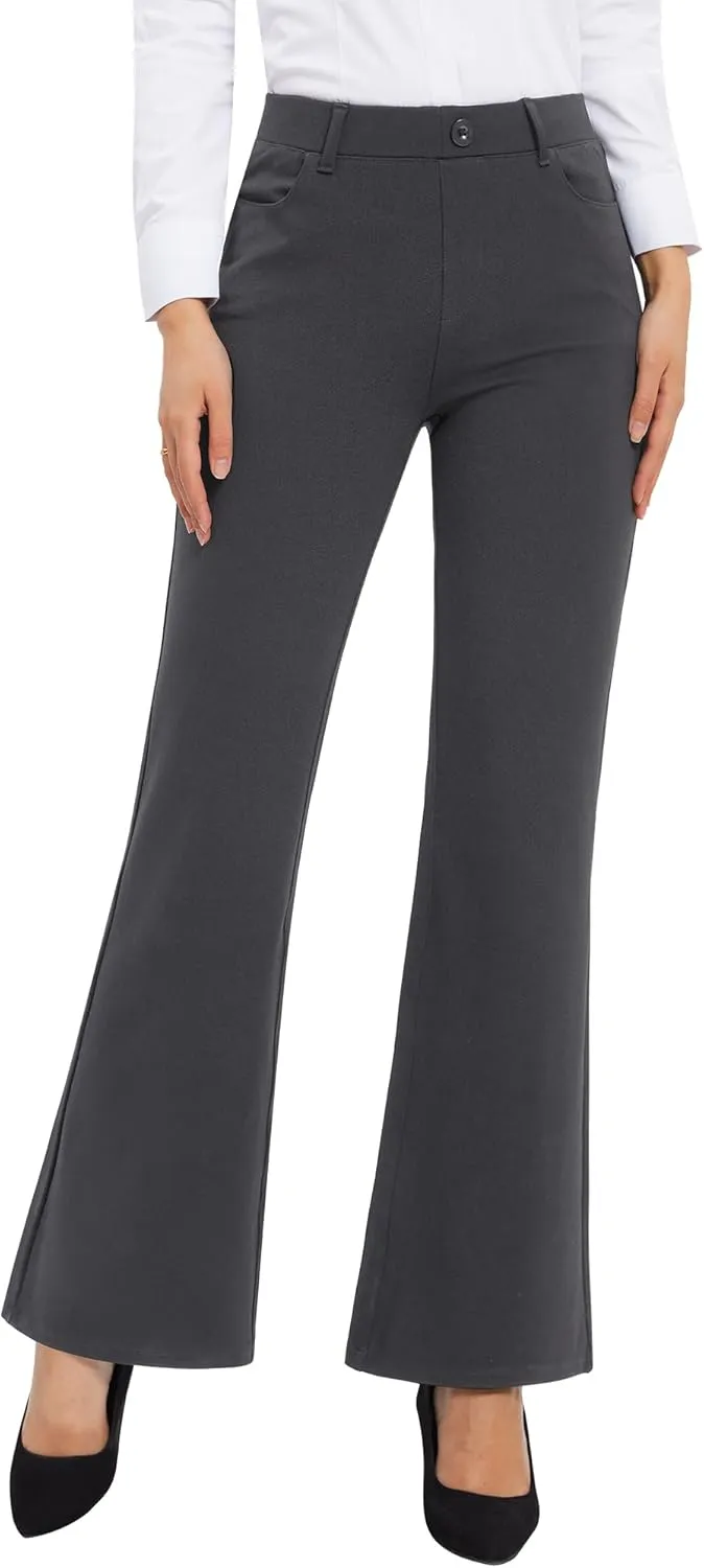 Stelle Women's 30" Flare Pants Bootcut Dress Work Slacks with Pockets Stretchy High Waisted Business Office