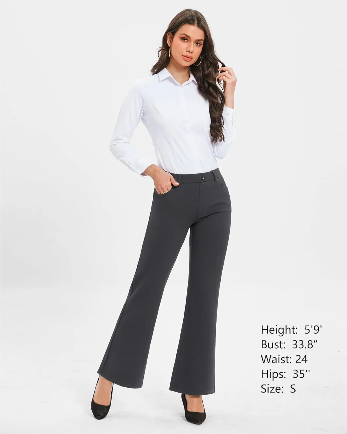 Stelle Women's 30" Flare Pants Bootcut Dress Work Slacks with Pockets Stretchy High Waisted Business Office
