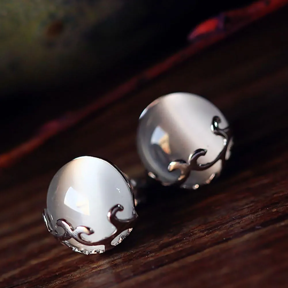 Sterling Silver 10mm Round Cubic Zirconia Stud Earrings Vintage Thai Silver Jewelry