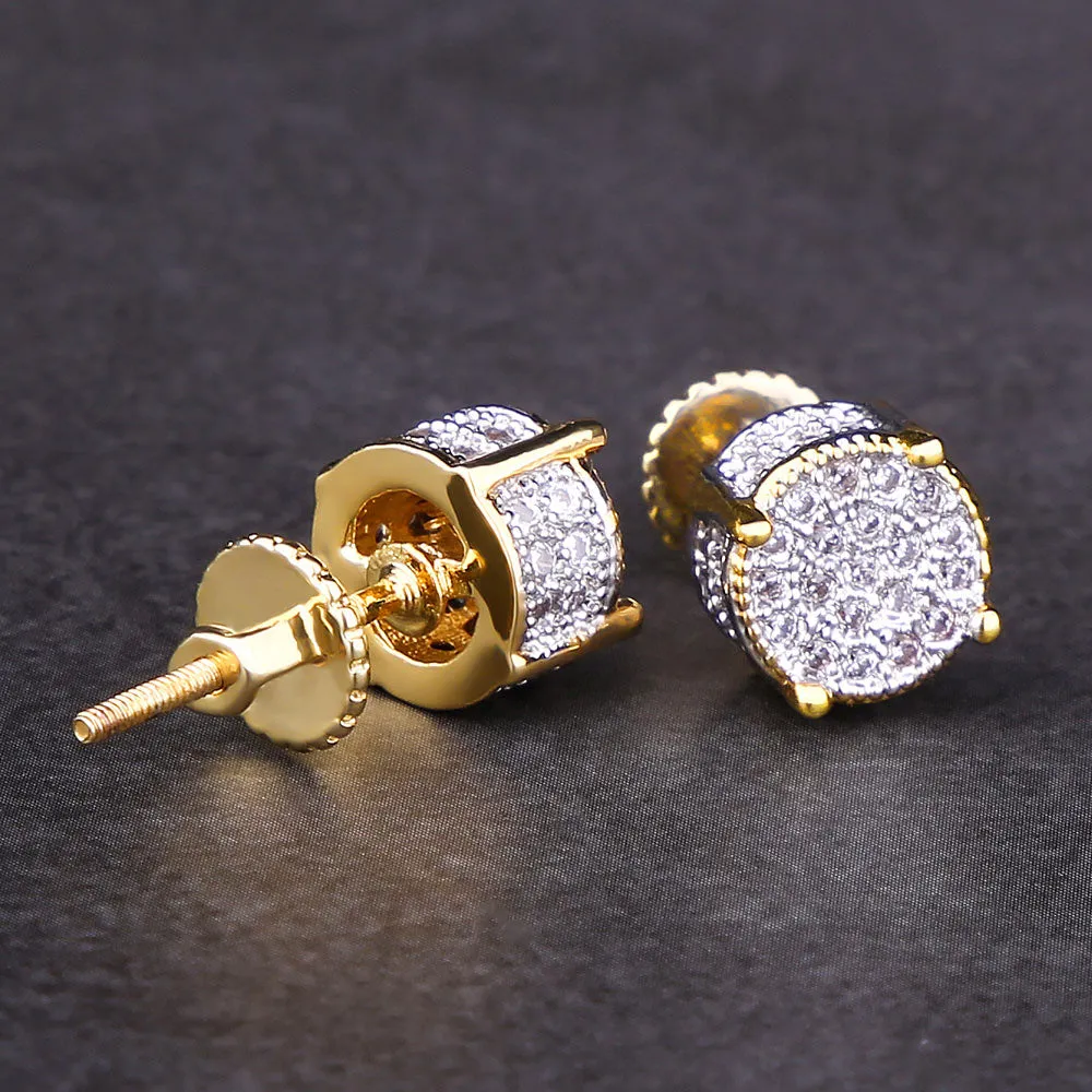 Sterling Silver Round Diamond Stud Earrings for Men