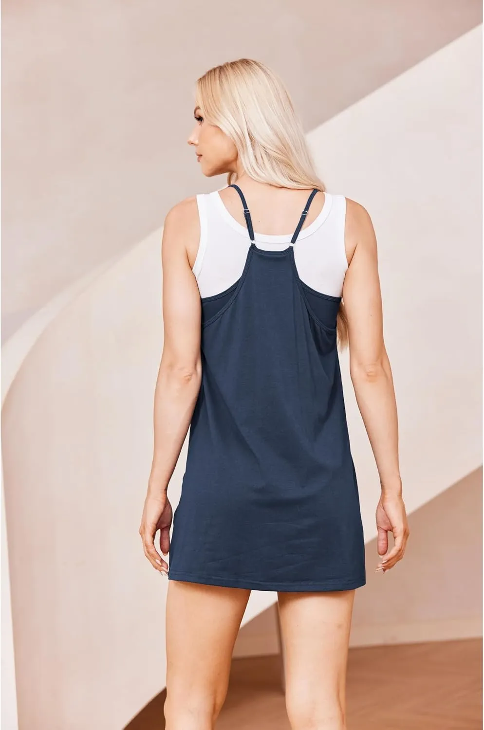 Summer Mini Dresses for Women 2025 Casual Short Sundress Workout Tennis Athletic Dress with Built in Shorts