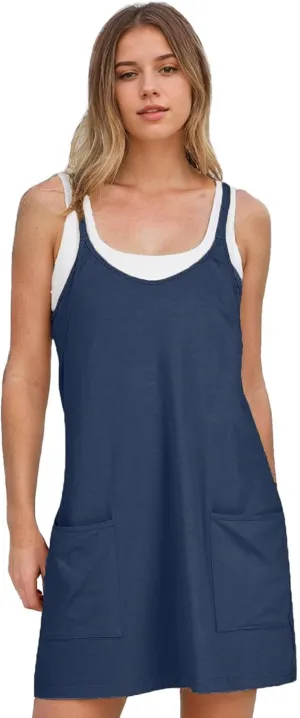 Summer Mini Dresses for Women 2025 Casual Short Sundress Workout Tennis Athletic Dress with Built in Shorts