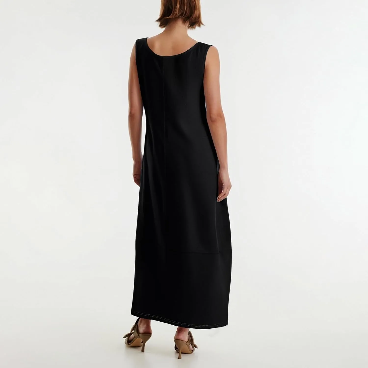 Sundresses for Women 2025 Scoop Neck Sleeveless Tank Dress Summer Beach Solid Party Flowy Long Dress with Side Pocket