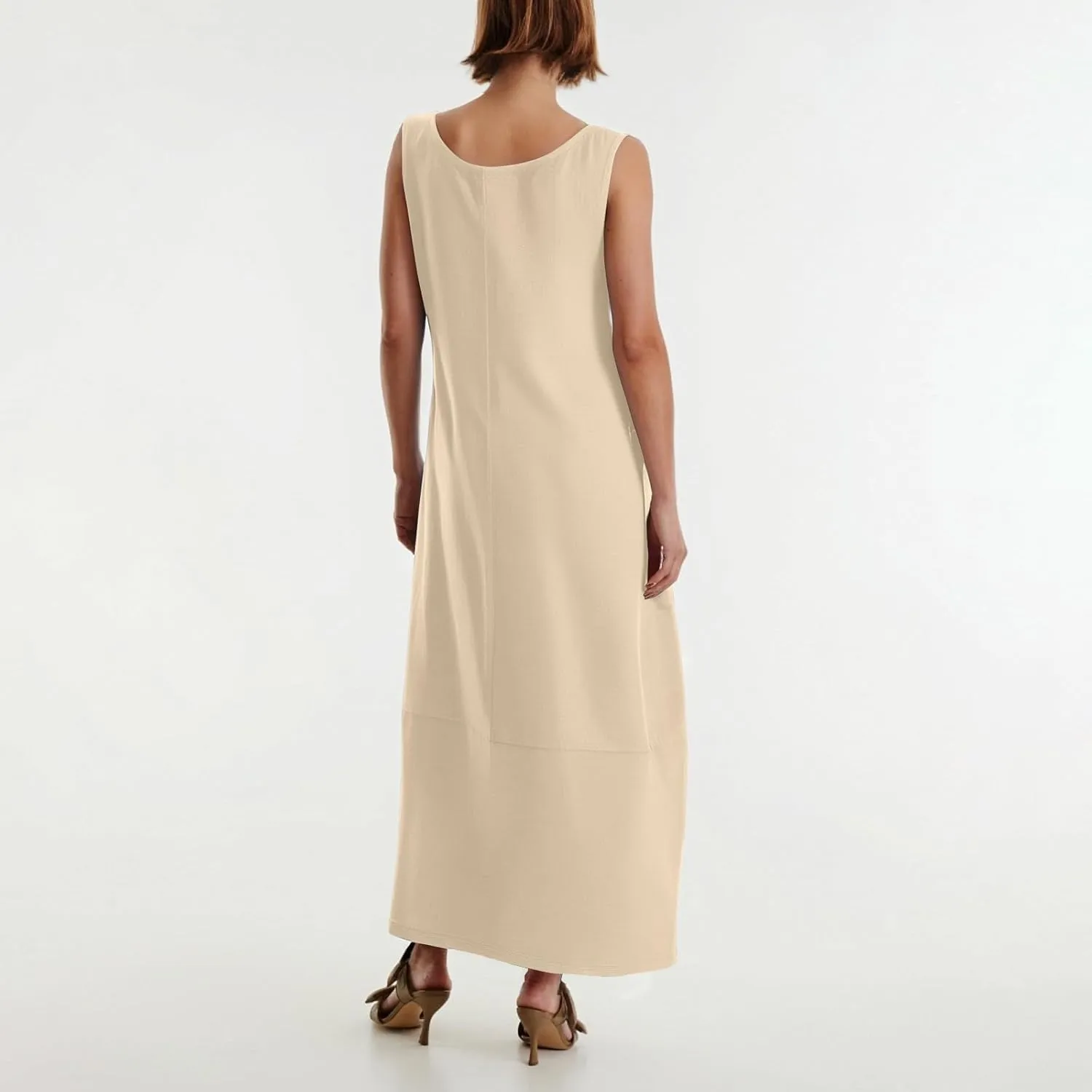 Sundresses for Women 2025 Scoop Neck Sleeveless Tank Dress Summer Beach Solid Party Flowy Long Dress with Side Pocket