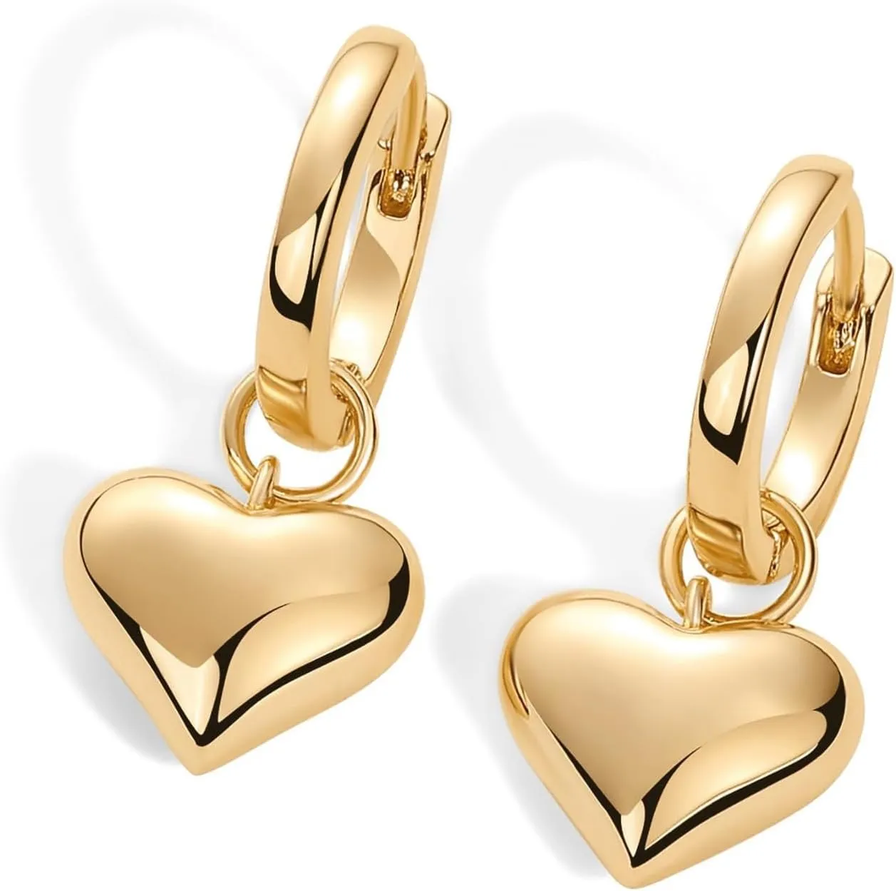 Sunseeker 18K Gold Dainty Dangle Hoop Earrings for Women Small Huggie Hoop with Cubic Zirconia Cute Star Heart Butterfly 18K Gold Plated Tiny Hoop Earring Minimalist Jewelry Gift