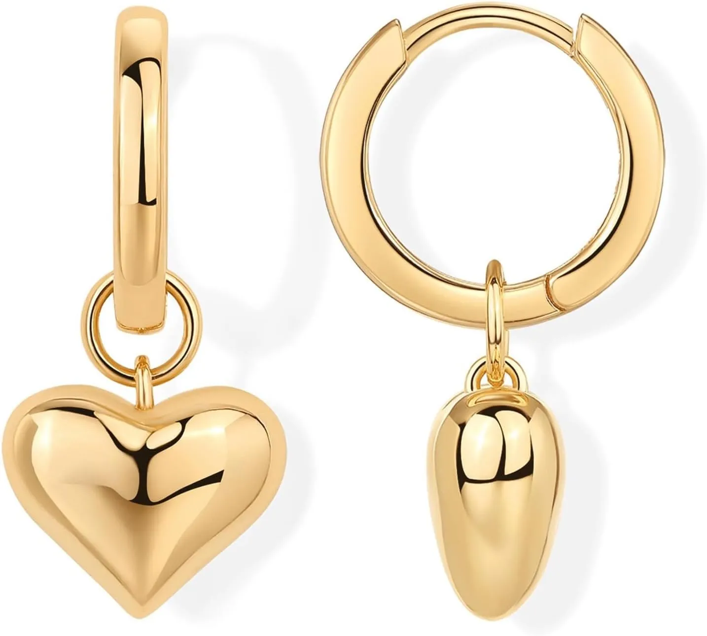Sunseeker 18K Gold Dainty Dangle Hoop Earrings for Women Small Huggie Hoop with Cubic Zirconia Cute Star Heart Butterfly 18K Gold Plated Tiny Hoop Earring Minimalist Jewelry Gift