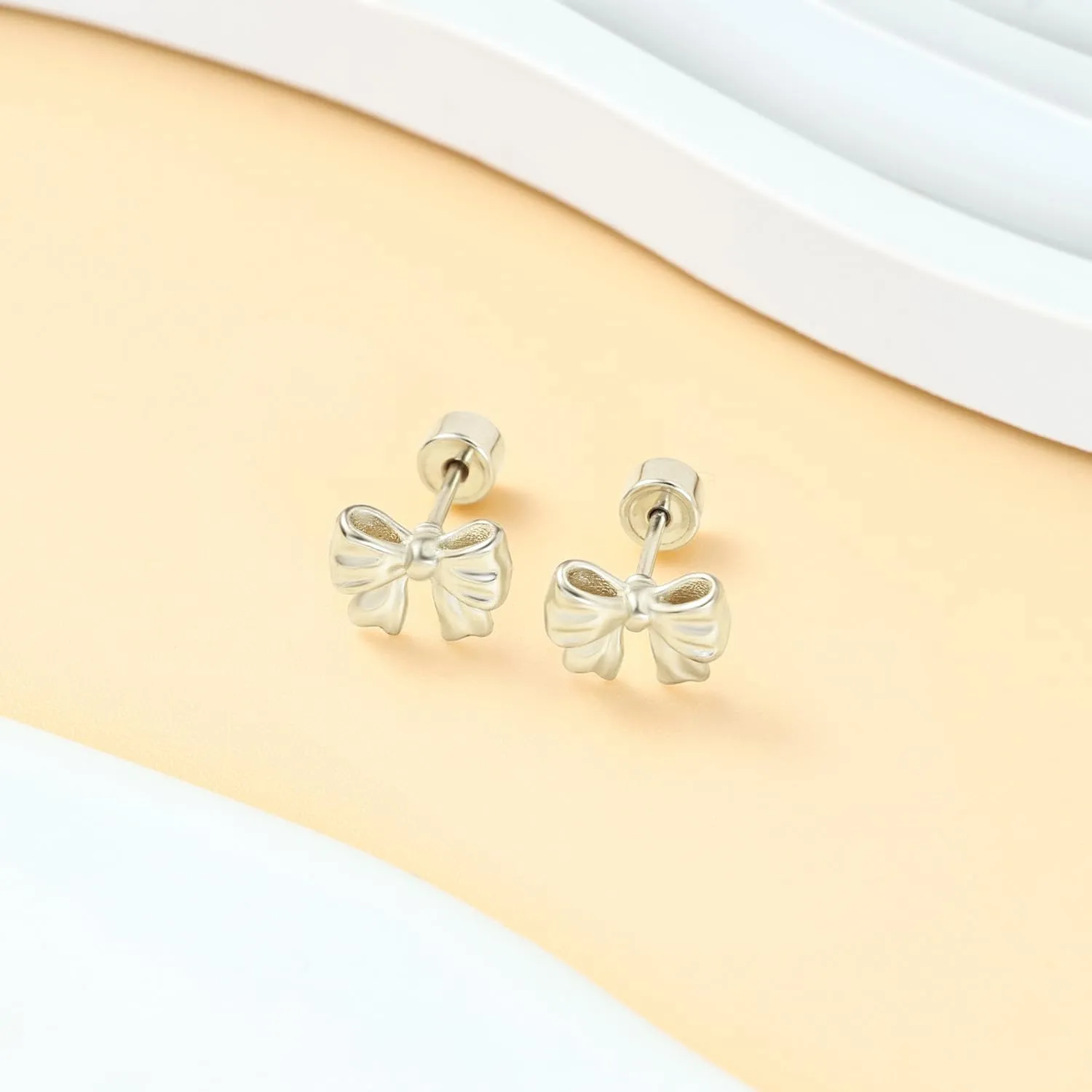 Sweetkiki Flat Back Earrings, Star Bow Evil Eye Stud Earrings in 14K Gold Plated Hypoallergenic | Cartilage Earring | Tragus Helix Piercing Jewelry | Threadless Push in Flatback Nap Earrings for Women
