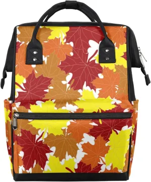 Thanksgiving Fall Maple Leaf Diaper Bag Tote Large Capacity Waterproof with Adjustable Shoulder Strap and Pram Straps Mommy Bag for Hospital Beach Weekender Travel