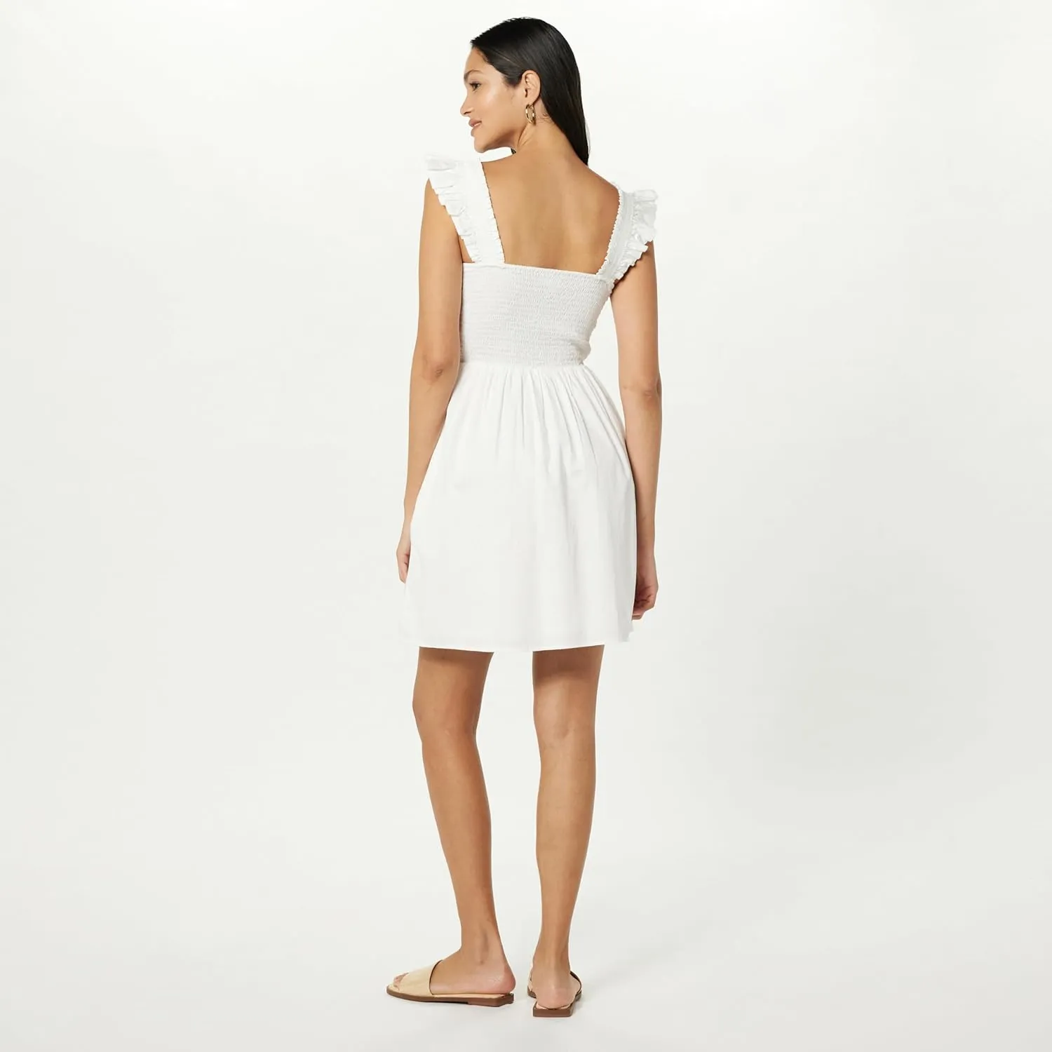 The Drop Women's Kari Ruffled-Shoulder Smocked Mini Dress