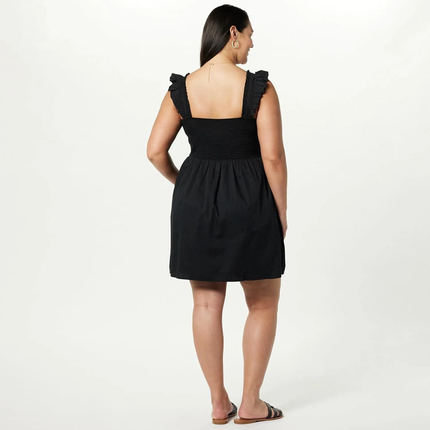 The Drop Women's Kari Ruffled-Shoulder Smocked Mini Dress