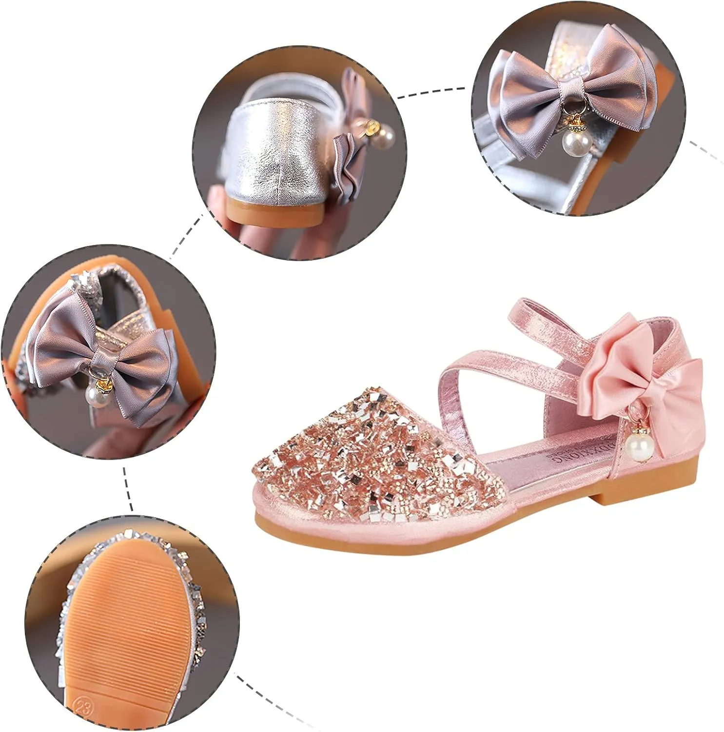 Toddler Girl Shoes,Infant Shoes Sandals Girls Baby Bowknot Kids Crystal Pearl Bling Princess Shoes Gift 1-11 Years