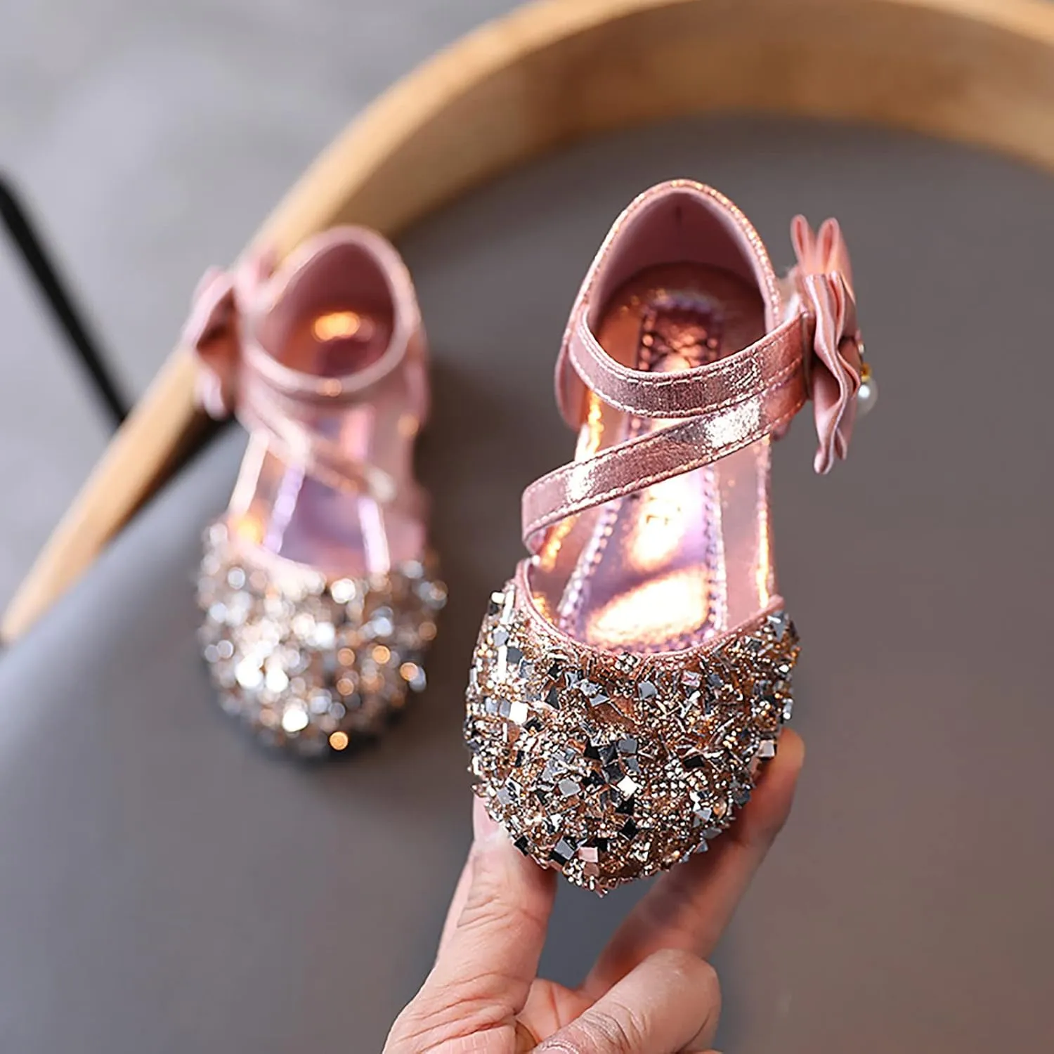 Toddler Girl Shoes,Infant Shoes Sandals Girls Baby Bowknot Kids Crystal Pearl Bling Princess Shoes Gift 1-11 Years
