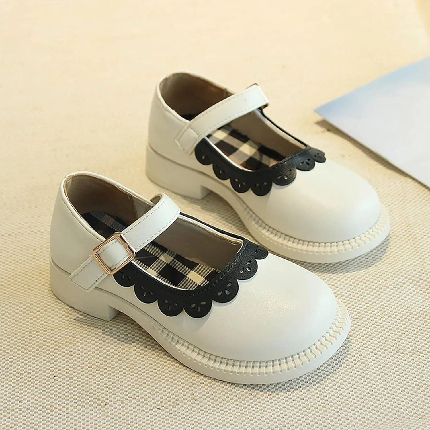 Toddler Girls Closed Toe Mary Jane School Uniform Shoes Toddler Flower Girl Dress Shoes Low Heels for Party Wedding