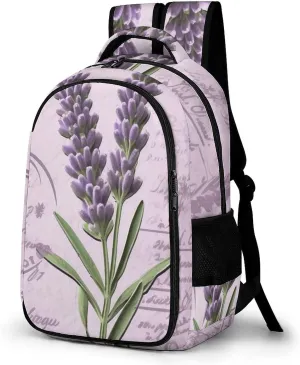Travel Laptop Backpack Lavender Stamp Computer Backpacks Heavy Duty Backpack Carry on Backpack Large Capacity Water Resistant Computer Bag