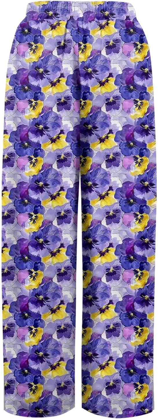 Travel Pants Women Relaxed Fit Baggy 2025 Casual Dressy Palazzo High Waist Trendy Trousers