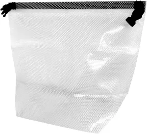 Travel Storage Bag - Waterproof Transparent Mesh Organizer with Drawstring Closure, Large Sizes for Toiletries & Cosmetics (White)