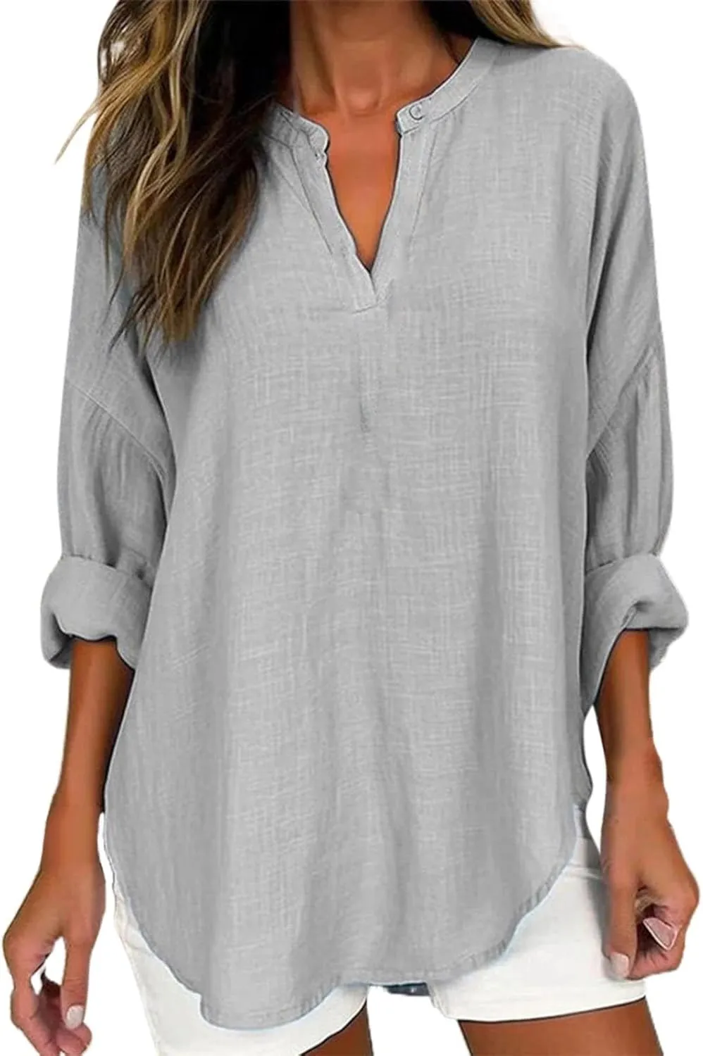 Trendy Dressy Blouses Plus Size Casual Women Size Color Long Blouse Loose Women'S Blouse Fashion Dressy Plain Blouses