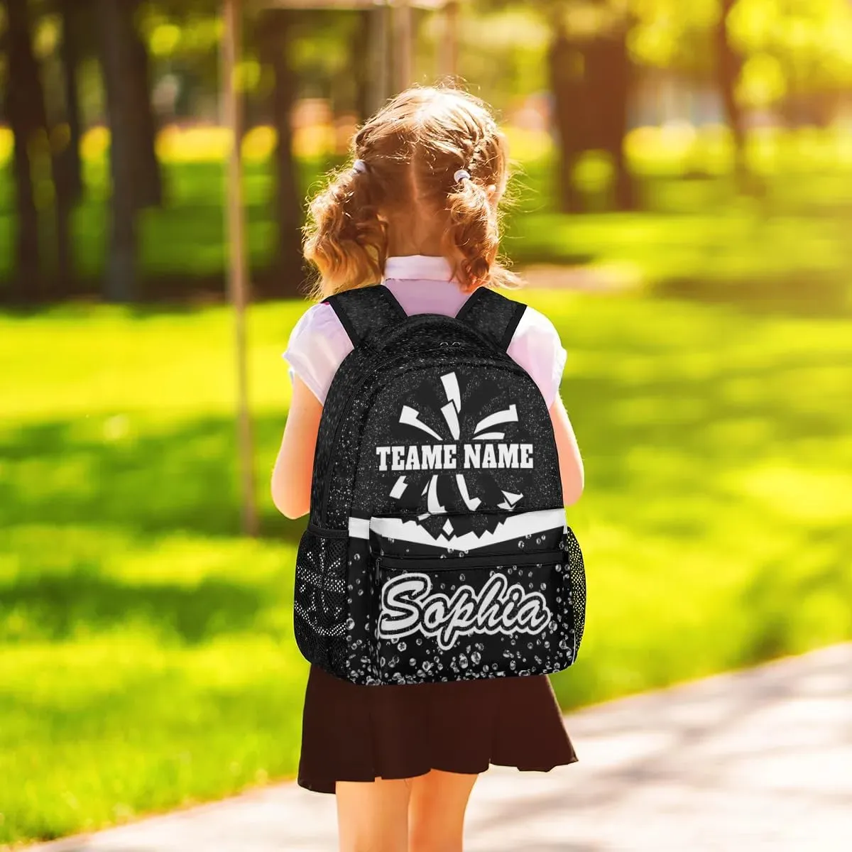 TropicalLife Custom Cheer Backpack for Cheerleader, Personalized Cheer Shoulder Bag with Name, Cheerleading Gifts for Teams, Black Glitter