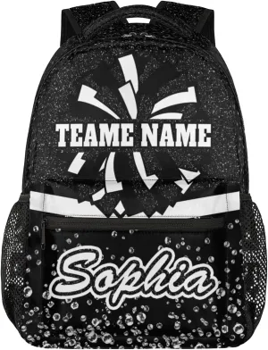 TropicalLife Custom Cheer Backpack for Cheerleader, Personalized Cheer Shoulder Bag with Name, Cheerleading Gifts for Teams, Black Glitter