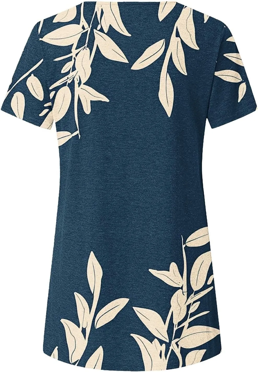 Tunic Tops for Women Loose Fit Dressy Short Sleeve Crew Neck T Shirts Summer Floral Graphic Tees Irregular Hem Blouse