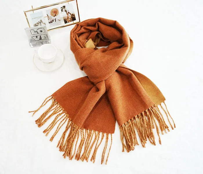 Two-Tone Cashmere Feel Scarves-S2416