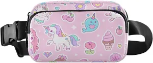 Unicorn Pink Fanny Pack for Women Men Crossbody Belt Bag Fashion Waist Packs Purse with Adjustable Strap Bumbags for Workout Travel Outdoors