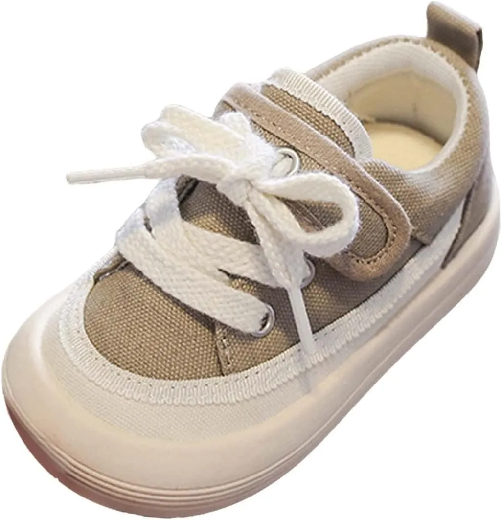 Unisex Baby Boy Girl Low Top Canvas Sneaker Soft Sole Infant Lace up Shoe Toddler Slip-On Cute Casual Running Shoes