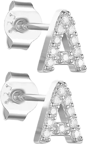 VALICLUD Minimalist Letter Earrings Women Small Earring Studs Cz Studs for Women Metal Ear Jewelry