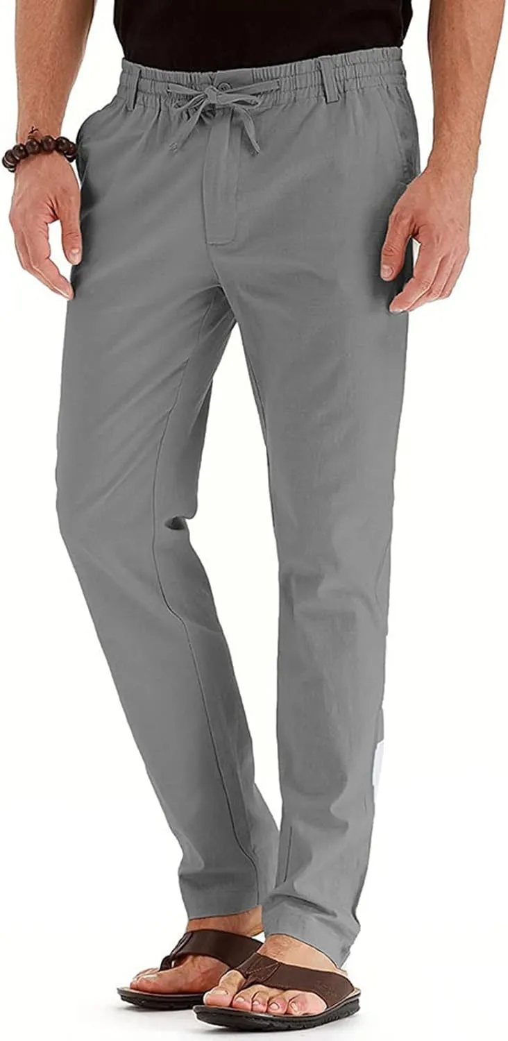 Vickyleb Men's Hiking Pants Relaxed Fit Lightweight Quick Dry Stretch Joggers Running Workout Casual Drawstring Trousers