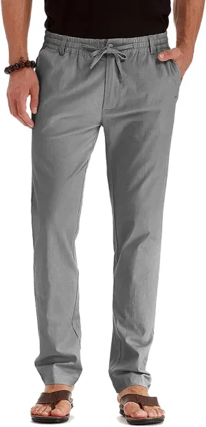 Vickyleb Men's Hiking Pants Relaxed Fit Lightweight Quick Dry Stretch Joggers Running Workout Casual Drawstring Trousers