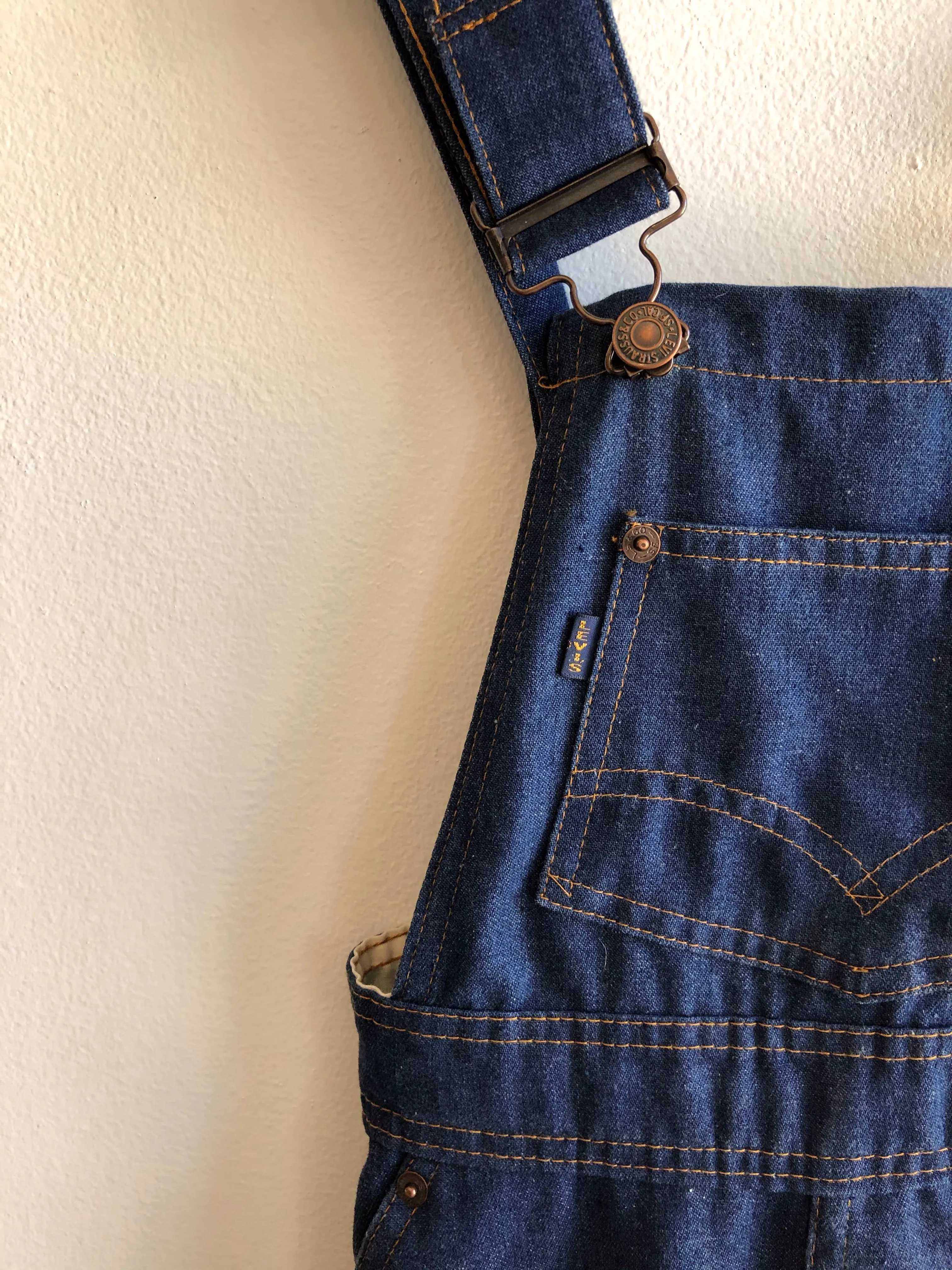 Vintage 1970s Levis Big E One-Wash Overall Skirt