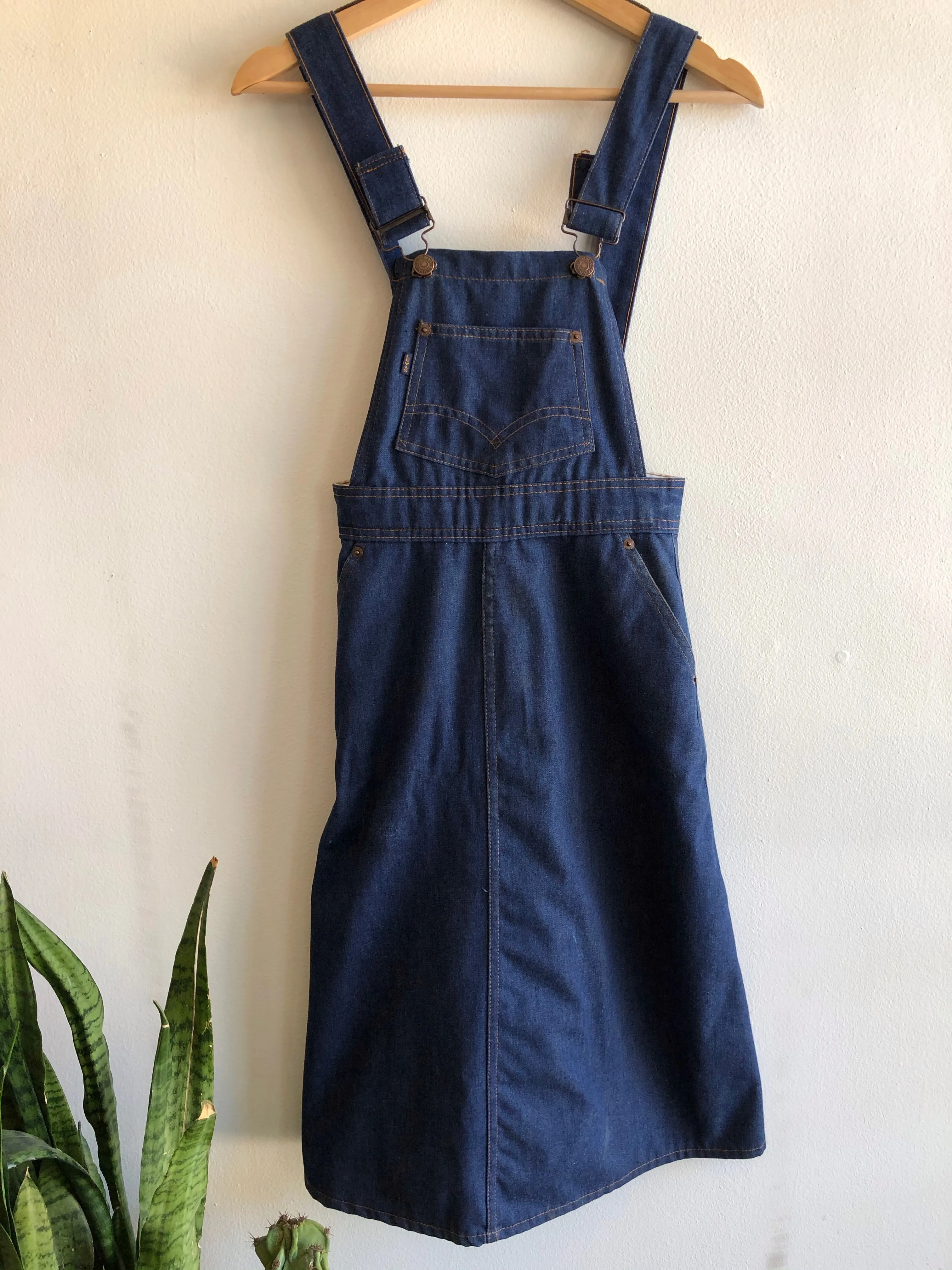 Vintage 1970s Levis Big E One-Wash Overall Skirt