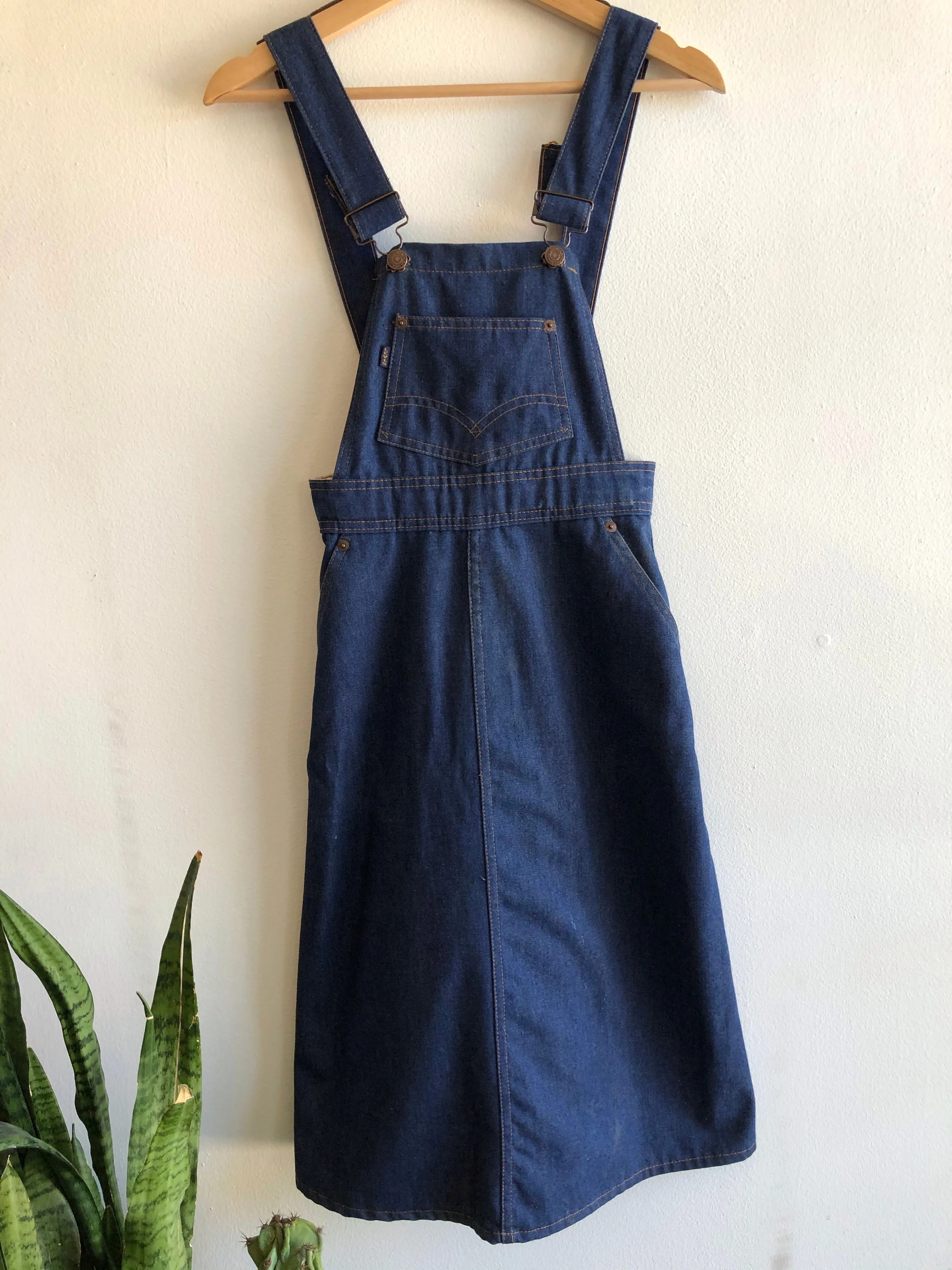 Vintage 1970s Levis Big E One-Wash Overall Skirt