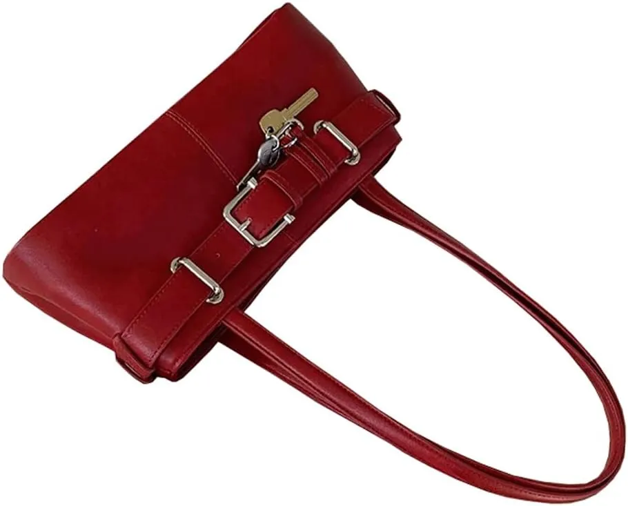 Vintage Shoulder Bag for Women Y2K Underarm Purse with Belt Buckle Small Satchel Tote Handbag