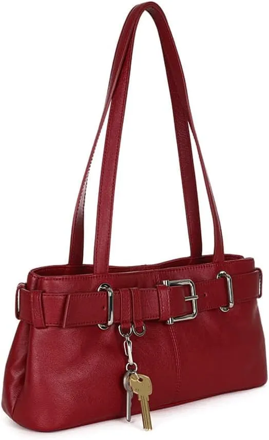 Vintage Shoulder Bag for Women Y2K Underarm Purse with Belt Buckle Small Satchel Tote Handbag