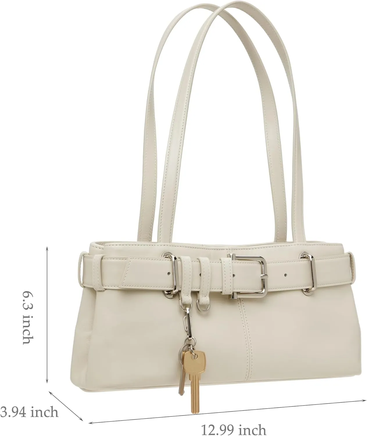 Vintage Shoulder Bag for Women Y2K Underarm Purse with Belt Buckle Small Satchel Tote Handbag