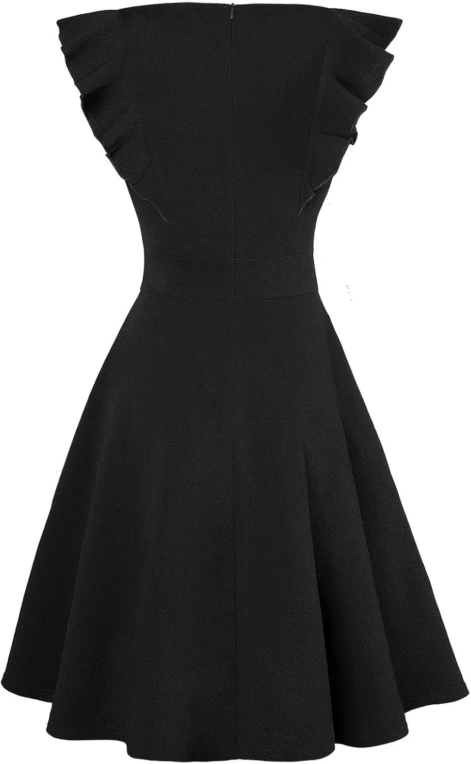 Vintage Summer Dress for Women High Waisted A Line Midi Dresses Round Neck Ruffle Short Sleeve Office Outfits