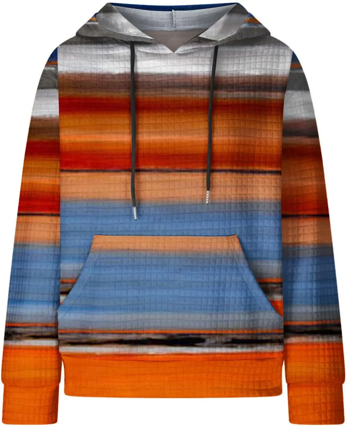 Waffle Hoodie for Women Multicolored Comfy Hoodies Casual Trendy Sweatshirt Loose Fit Pullover Tops with Pocket