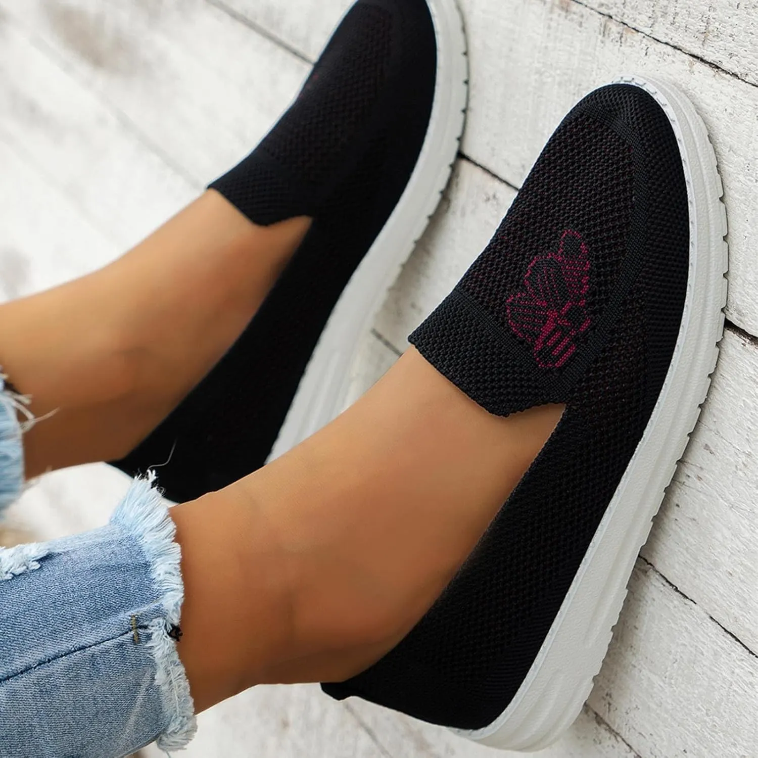 Walking Sneakers for Women 2023 White Black Slip On Tennis Shoes Female Womens Shoes Slip On Wide Width Size 10 1/2 Women's Fashion Sneakers Returns Women's Everyday Winter Shoes