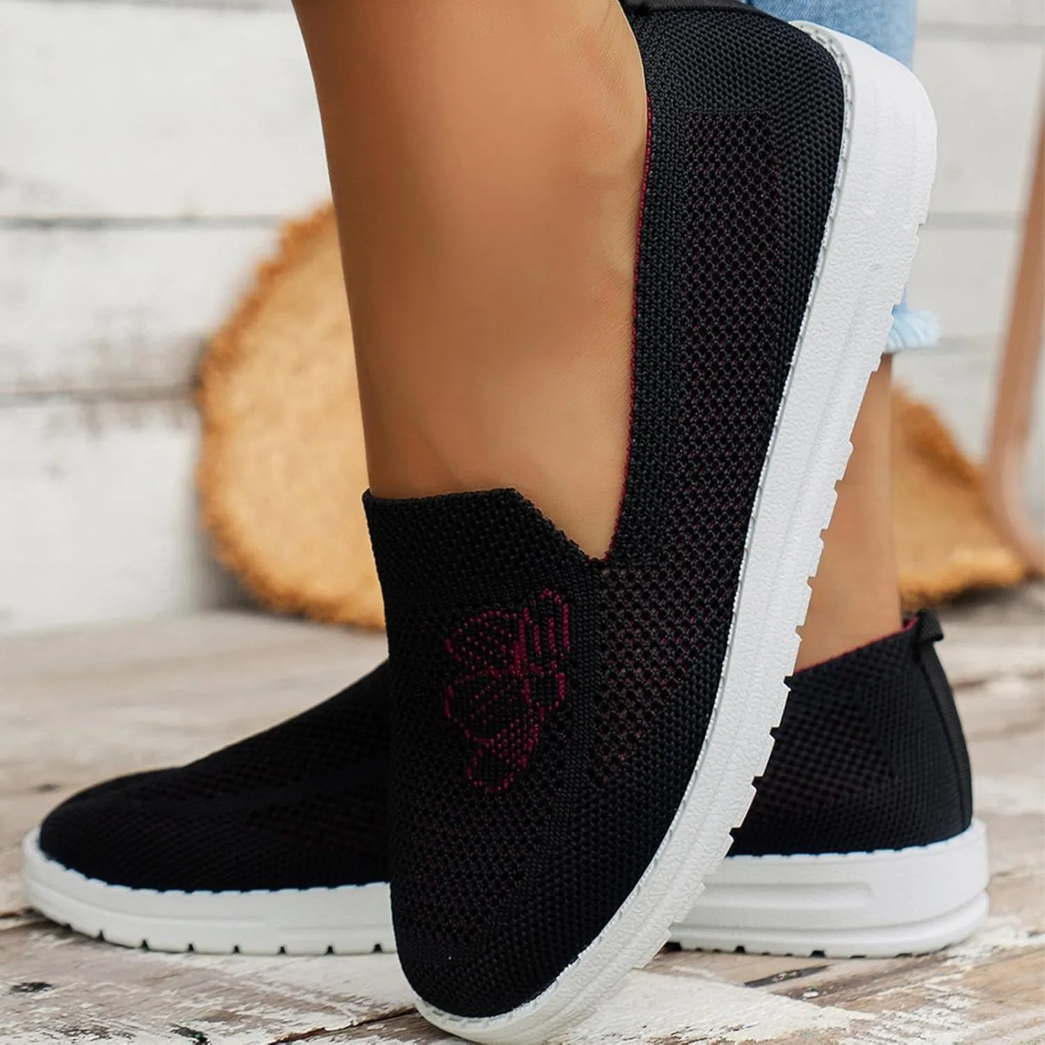 Walking Sneakers for Women 2023 White Black Slip On Tennis Shoes Female Womens Shoes Slip On Wide Width Size 10 1/2 Women's Fashion Sneakers Returns Women's Everyday Winter Shoes