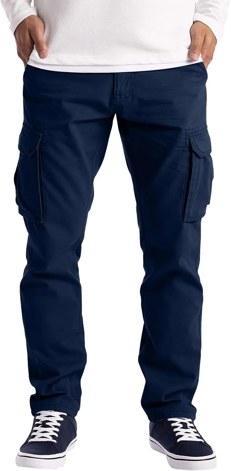 Weatherproof Men's Pants Mens Casual Elastic Drawstring Cargo Pants Lightweight Relaxed Fit Cotton Workout Sweatpants