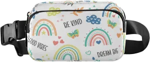 White Rainbow Fanny Pack for Women Men Crossbody Belt Bag Fashion Waist Packs Purse with Adjustable Strap Travel Chest Bag for Shopping Traveling