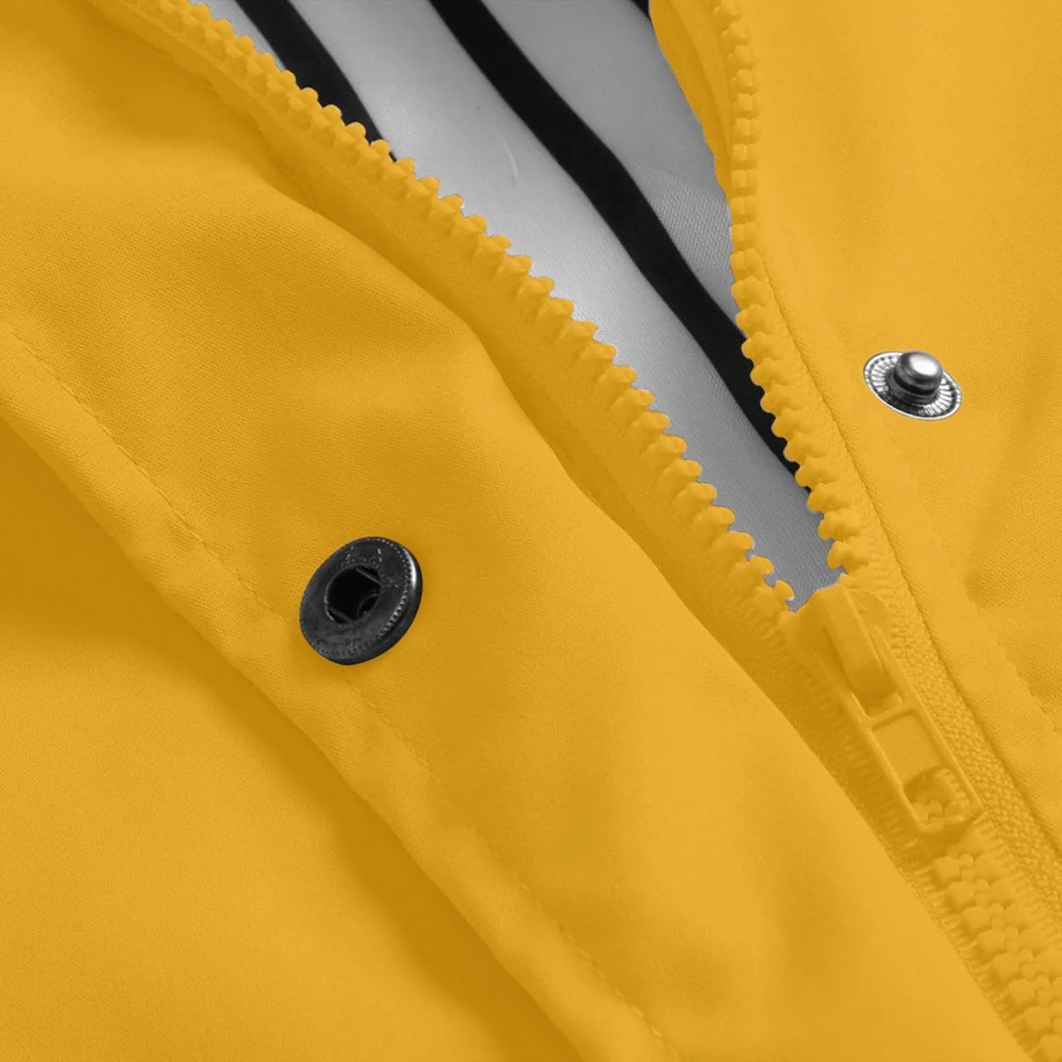 Windproof Jacket for Women Long Sleeve Raincoat Full Zip Up Button Hooded Plain Windbreaker with Pocket Winter Zipper Autumn