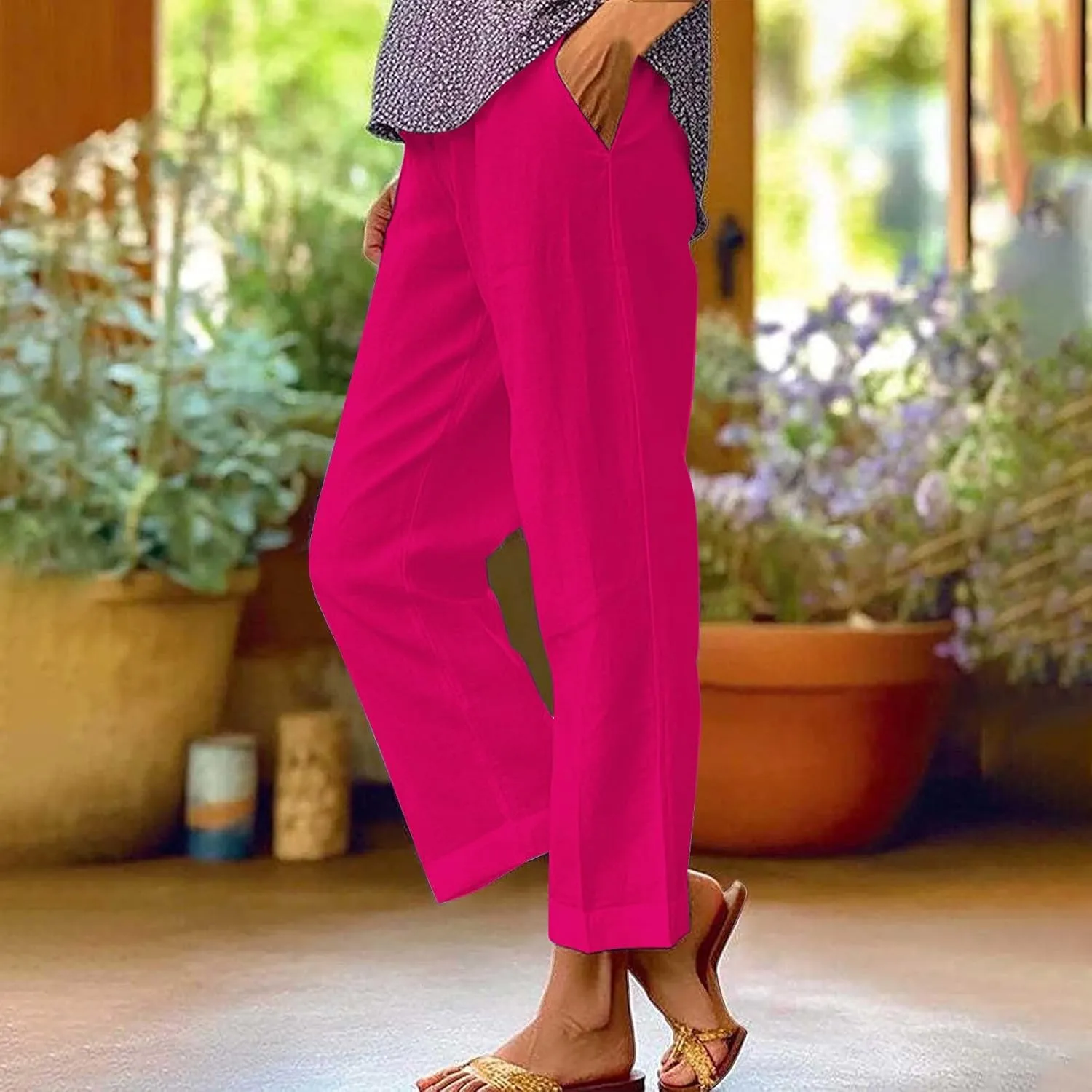 Woman Plus Linen Pants Spring Flowy Wide Leg Linen Pants for Women Women's Cotton Pants