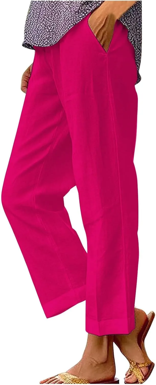 Woman Plus Linen Pants Spring Flowy Wide Leg Linen Pants for Women Women's Cotton Pants