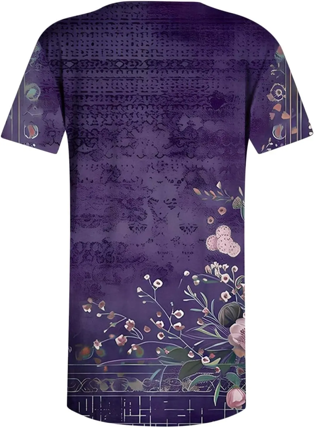 Women 2025 Spring Blouses Tops Floral Short Sleeve Boho T Shirts Dressy Casual Tunic Beach Vacation Ladies Clothing